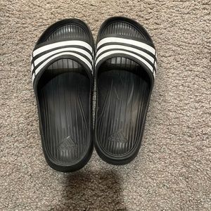 Adidas Slides Men Black and White size 9